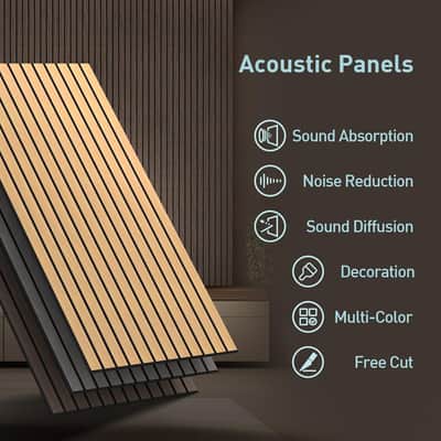 6 Packs Acoustic Panel,47.2 x 23.6 Inches Decorative Sound Proof Panel for Office,Home Theater,Studio,Walnut Color image 3