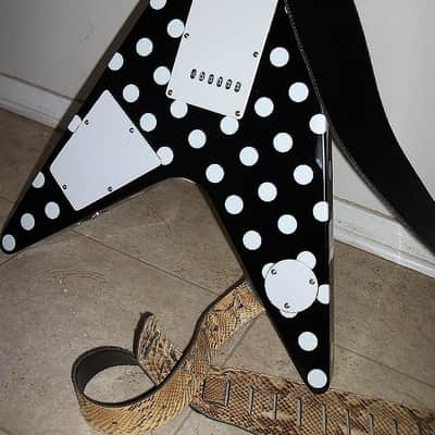 Randy Rhoads Black & White Polka Dot Flying V w/Rare 80's Earth III Python Strap image 8