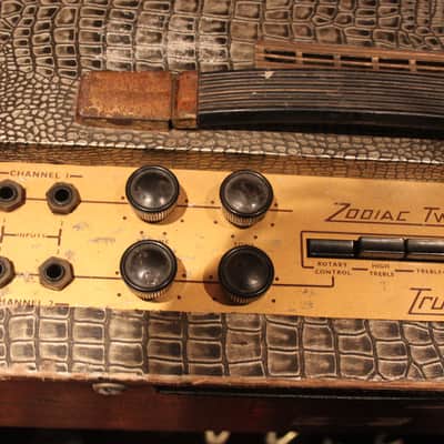 Vintage 1963 Selmer Zodiac Twin Thirty Truvoice Croc Skin Amplifier w/ Pedal image 6