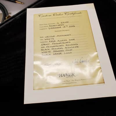 Hamer USA Vector  V shape in White with case and C.O.A. ebony fingerboard, near mint image 2