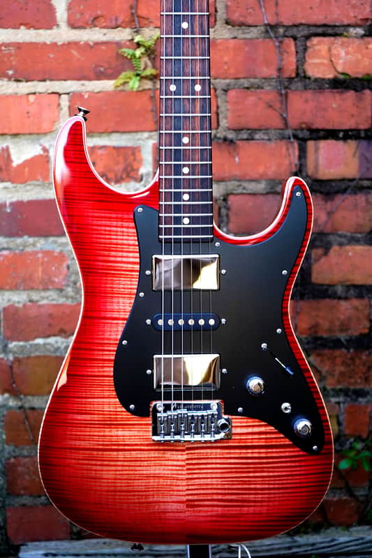 Tom Anderson Drop Top Classic, Natural Red Burst w/ Binding image 1