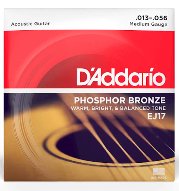 D'Addario EJ17 Phosphor Bronze Medium Acoustic Guitar Strings 13-56 image 1