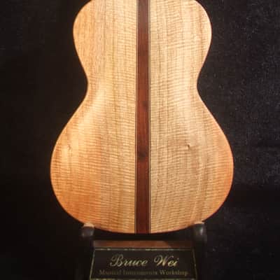 Handcrafted Soprano Ukulele, Curly Acacia, Curly Maple Archback , Abalone Inlay, Soft-bag, Bruce Wei UAG13-2024 image 6