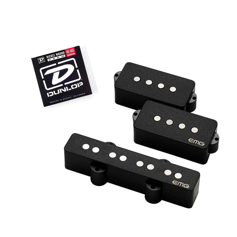 EMG Geezer Butler Signature PJ Bass Pickup Set with Dunlop DBN45105 Med 45-105 Strings image 1