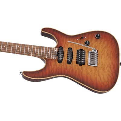 Charvel USA Select DK24 HSS 2PT CM QM Autumn Glow - Custom Electric Guitar image 4