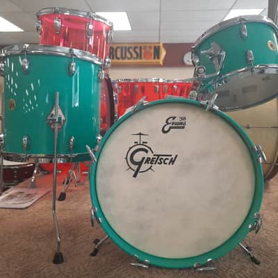 Gretsch 3pc Broadkaster Vintage Bop Kit Satin Sea Foam Green image 11