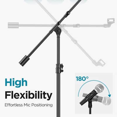 Mic Stand, Max Height 82.28" Microphone Stand Floor Detachable Boom Mic Arm Stands with Weighted Base for Blue Yeti HyperX QuadCast Shure SM58 Samson Q2U Fifine K669B Singing Stage image 6