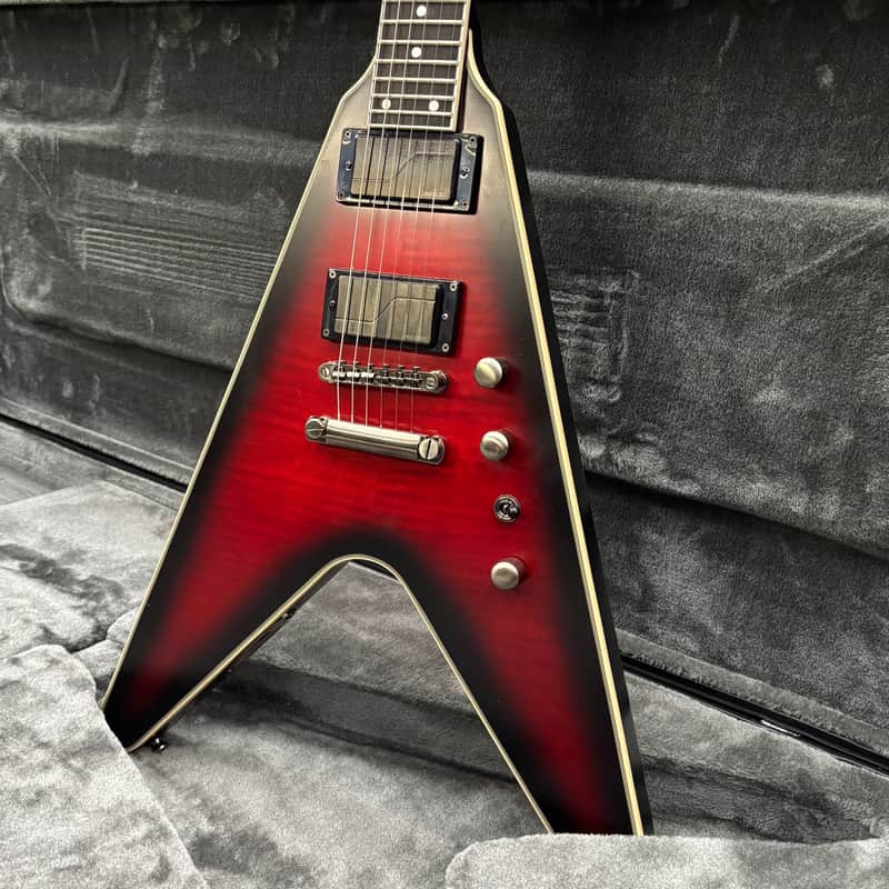 Epiphone Dave Mustaine Flying V Prophecy Electric Guitar Aged Dark Red Burst image 1
