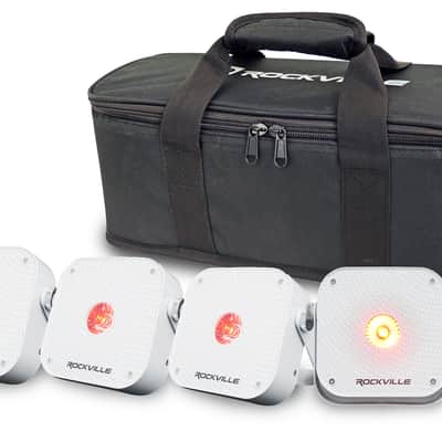 Rockville 4 PACK MINI RF1 V3 White DJ Par Wash Up Lights+Bag+RF+APP+Wireless DMX image 1