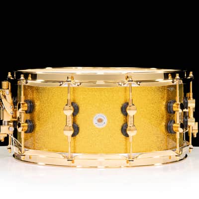 Sonor SQ2 14x6.5 Vintage Maple Snare - Gold Sparkle Lacquer - Gold Hardware image 3
