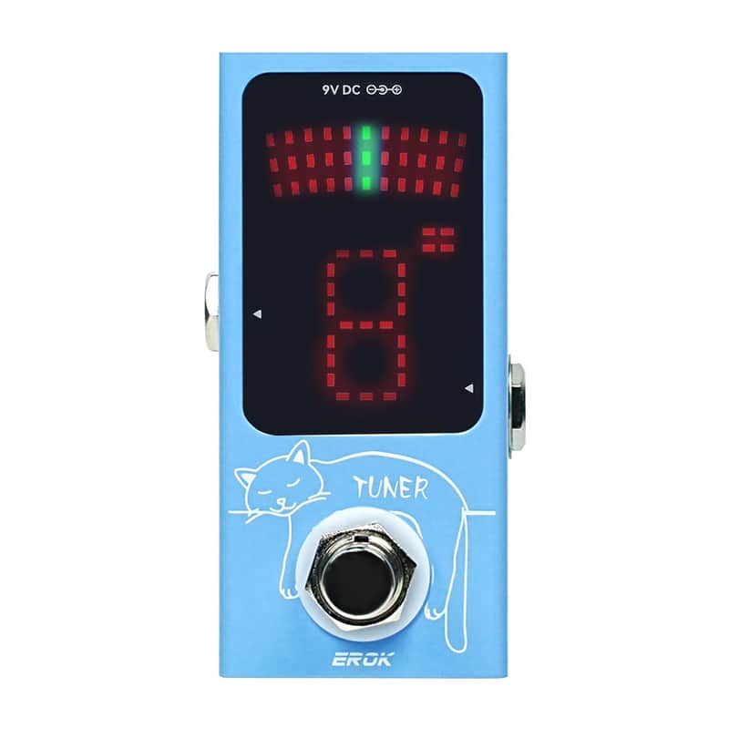 EROK Mini Tuner Pedal - Compact Size with Pitch LED Indicator for Electric Guitar & Bass, True Bypass (Blue) image 1