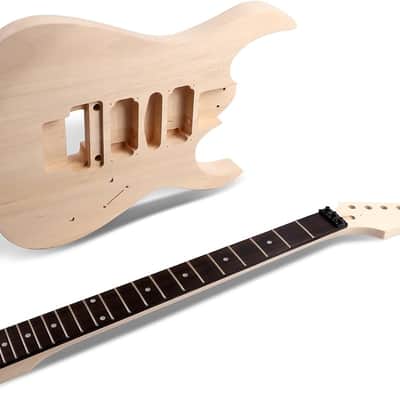 DIY Electric Guitar Kit Beginner Kit 6 String Right Handed with Basswood Body Hard Maple Neck Poplar Fingerboard Black Hardware Build Your Own Guitar. image 3