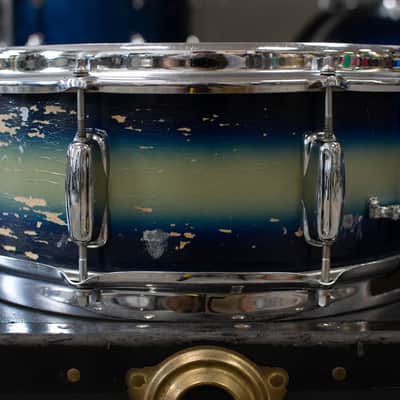 1960s Slingerland 5x14 Duco Blue & Silver Student Model Radio King Snare Drum image 5