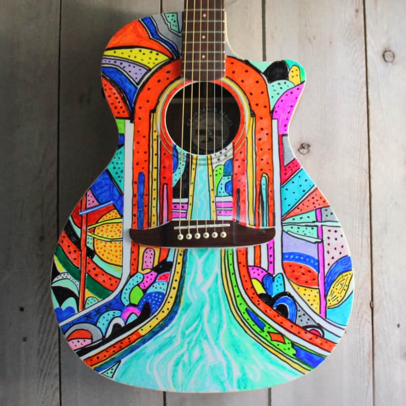Fender California Series CUSTOM Art guitar LE Newporter Player - " A RIVER RUNS THROUGH IT "w/Soft Case image 1