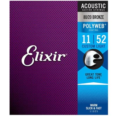 Elixir Bronze Acoustic Guitar Strings Set POLYWEB Coating Light 11-52 image 2
