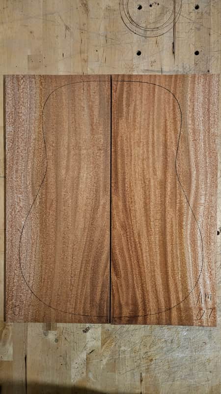 African Mahogany - Acoustic Dreadnought Bookmatched Back 2015 image 1