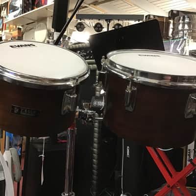 Tama 8”x6” and 10”x7” Tom pair brown composite 1980s - Brown maple color image 2