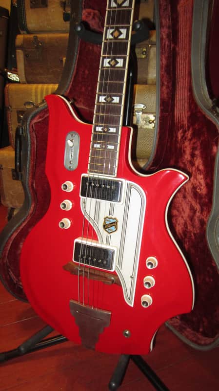 Vintage 1962 National Glenwood 95 USA Map Guitar Red w/ Original Case image 1