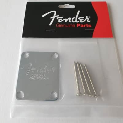 Fender genuine corona logo guitar neck plate chrome 099-1446-100 image 1