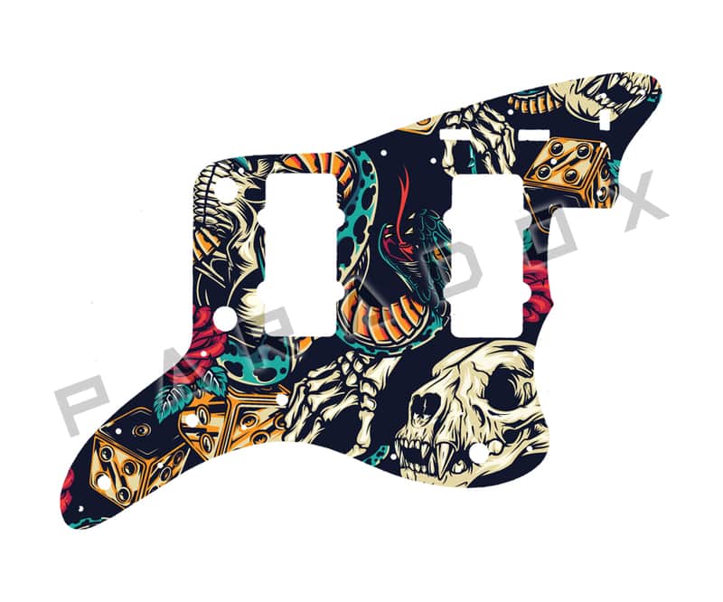 Custom Pickguard For 2012 - 2024 Made in China Squier J Mascis Jazzmaster - Vintage Flash Tattoo Graphic .090" image 1