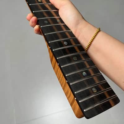 AAAAA Tele Ebony Fretboard Roasted flame Maple Electric Guitar Neck Radius 12inch Round stainless steel 22 frets hole 10mm Radius: 12 inches image 4