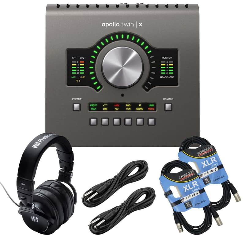 Universal Audio Apollo Twin X USB DUO Heritage Edition, (2) XLR Cables, (2) 1/4 Cable, Presonus HD9 Bundle image 1