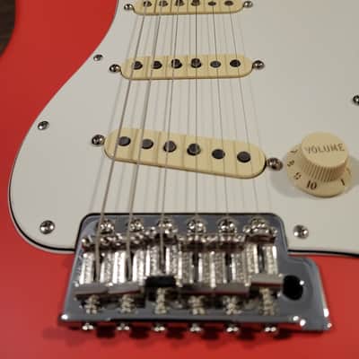 USA MADE Custom Fender Lic. Stratocaster Satin Fiesta Red w/Indian Rosewood, Fender Tex-Mex Pickups image 4