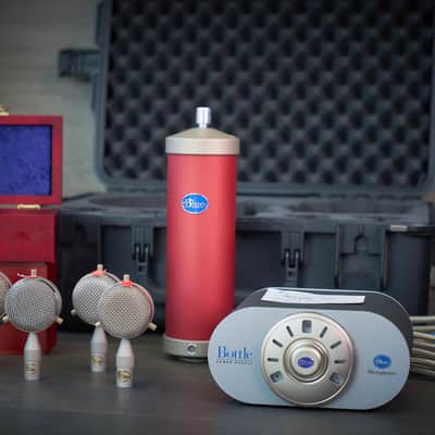Extremely Rare Vintage Blue Bottle Tube Condenser Microphone Set image 1