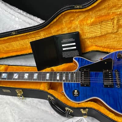 NEW! Gibson Dealer Select Custom Shop Les Paul Custom AAA Figured Flame Top - Transparent Blue / Natural Back - Authorized Dealer - WOW! 8.8 lbs - G06807 image 14