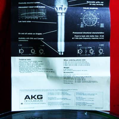 Vintage 1970's AKG D190E Cardioid Dynamic Microphone Low Z w accessories D1000E D190ES image 7