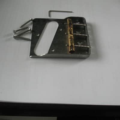 Logan custom Stainless Steel bridge plate with brass compensated saddles 2024 - Raw stainless Steel image 3