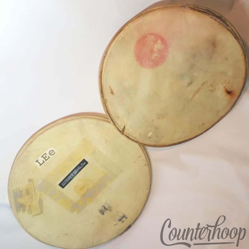Gretsch 2x 24" Broadkaster Calf Skin Bass Drum Heads Calfskin Vintage 40s USA RB image 1