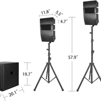 15 inch subwoofer 3000W DJ Powered PA Speaker System Combo Set with 8 Array Speakers,Bluetooth, USB, SD Card, Remote Control, for Meeting, Speeches, Churches, Performances, DJ Gig image 2