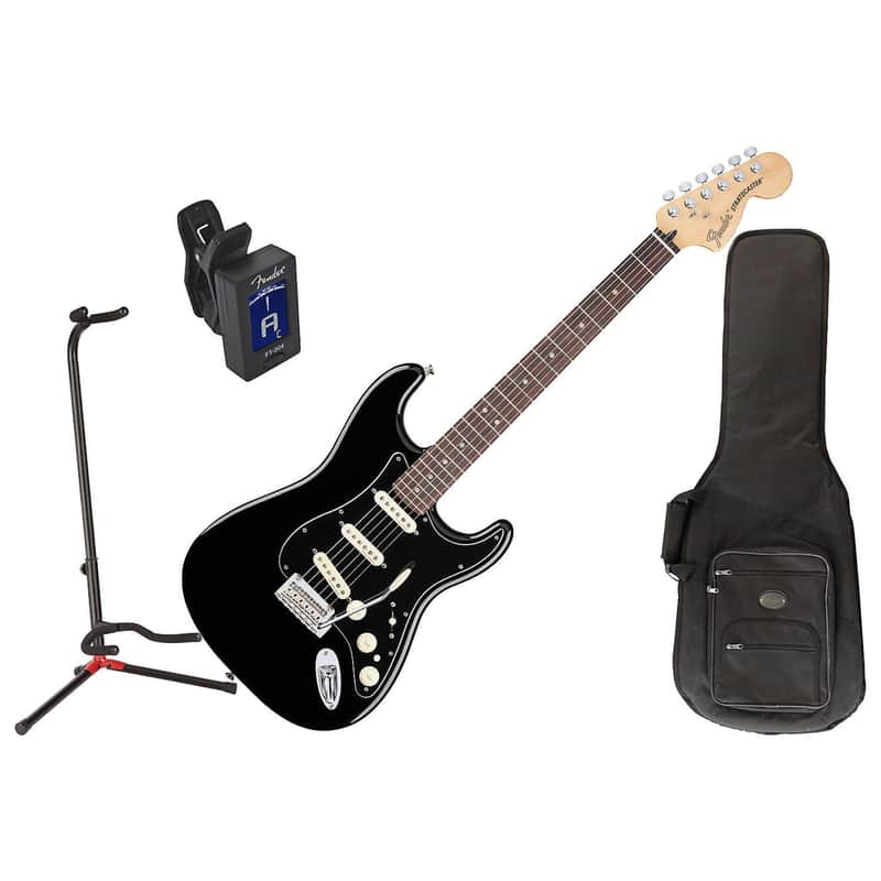 Fender 014-7100-306 Black Deluxe Strat Guitar Bundle | Reverb
