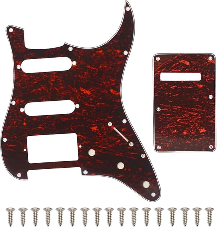 11 Holes Strat Electric Guitar Pickguard and BackPlate Set for Fender US/Mexico Made Standard Stratocaster Modern Style Guitar Parts (3Ply Red Tortoise) image 1