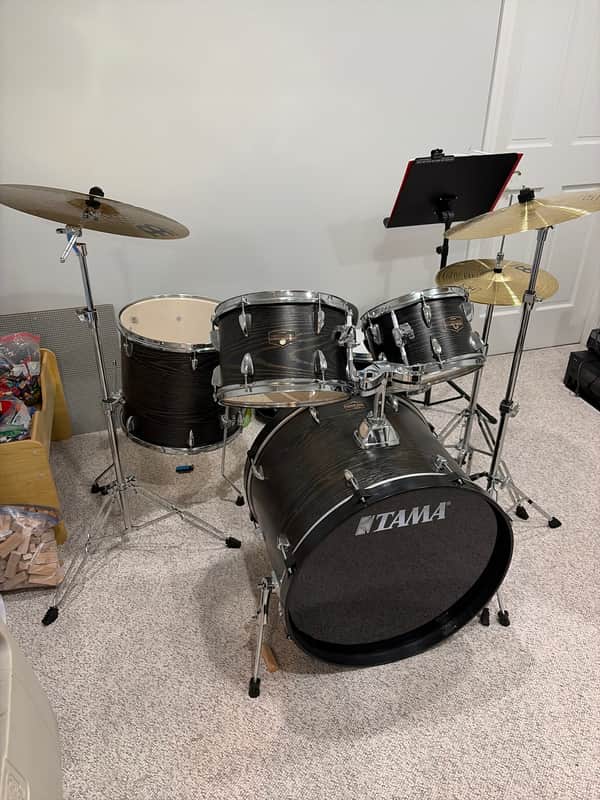 Tama Imperialstar IE52C 5-piece Complete Drum Set with Snare Drum and Meinl Cymbals - Black Oak Wrap 2025 image 1