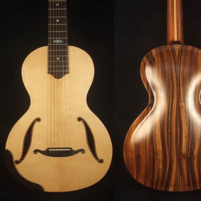 Handcrafted ArchBack Parlor Guitar Thin Body Solid Acacia, Spruce, MOP Inlay, Soft-bag, Bruce Wei PG-4295 image 1