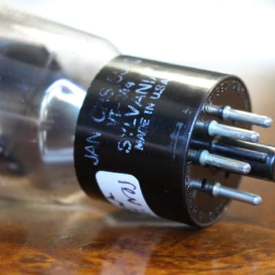 Sylvania JAN CHS 5U4G VT244 - Coke Bottle - Hanging Filament - D Getter - 1940s - Ribbed Black Plates, NOS Tube image 6