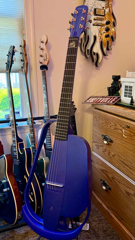 Enya NEXG 2 Deluxe Carbon Fiber Smart Acoustic-Electric Guitar Bundle - Purple - with matching charging stand!