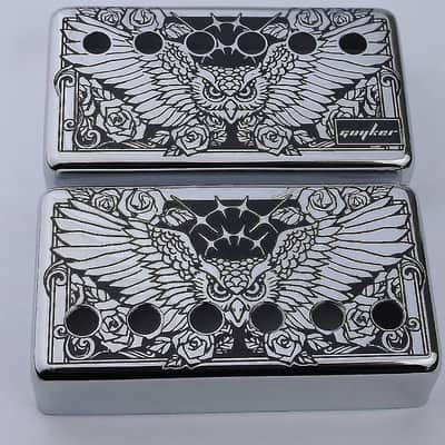 52/50mm Owl Top Guitar Humbucker Pickups Covers Set in Chrome image 1