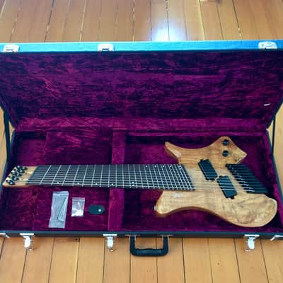 2023 Agile Perihelion Pro 10 String Guitar 102528 Mod Gloss Solid Spalted Flame Natural with Douglas EGC-400 HD Black Burgundy Headless Guitar Case image 1