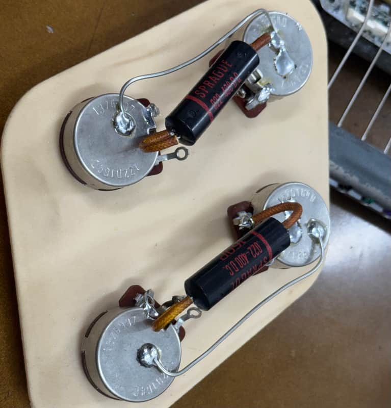 1969 1970 Gibson Les Paul CTS 500K Harness Sprague Black Beauty .022 400V Capacitors pots potentiometer image 1