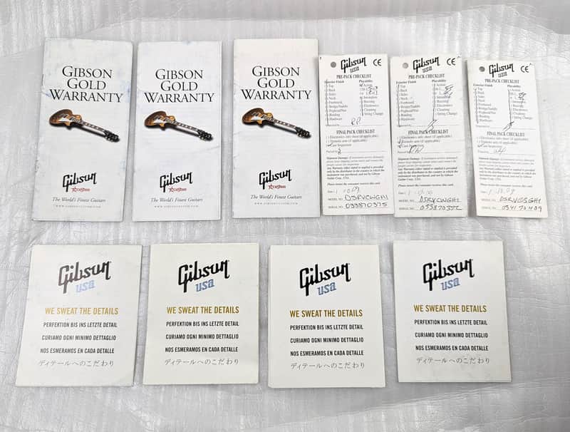 GIBSON Case Candy - Warranty Card / Checklist / Inspection Cards image 1
