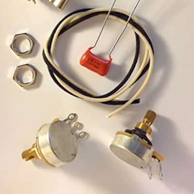 Wiring Harness Kit For P Bass CTS 450G Knurled Pots .068uf 225P Orange Drop Cap image 2