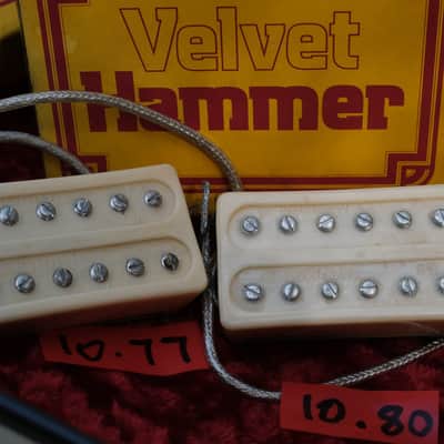 2x NOS Vintage 70s White Red Rhodes Velvet Hammer duo 54 Humbucker Pickup (lot006) image 1