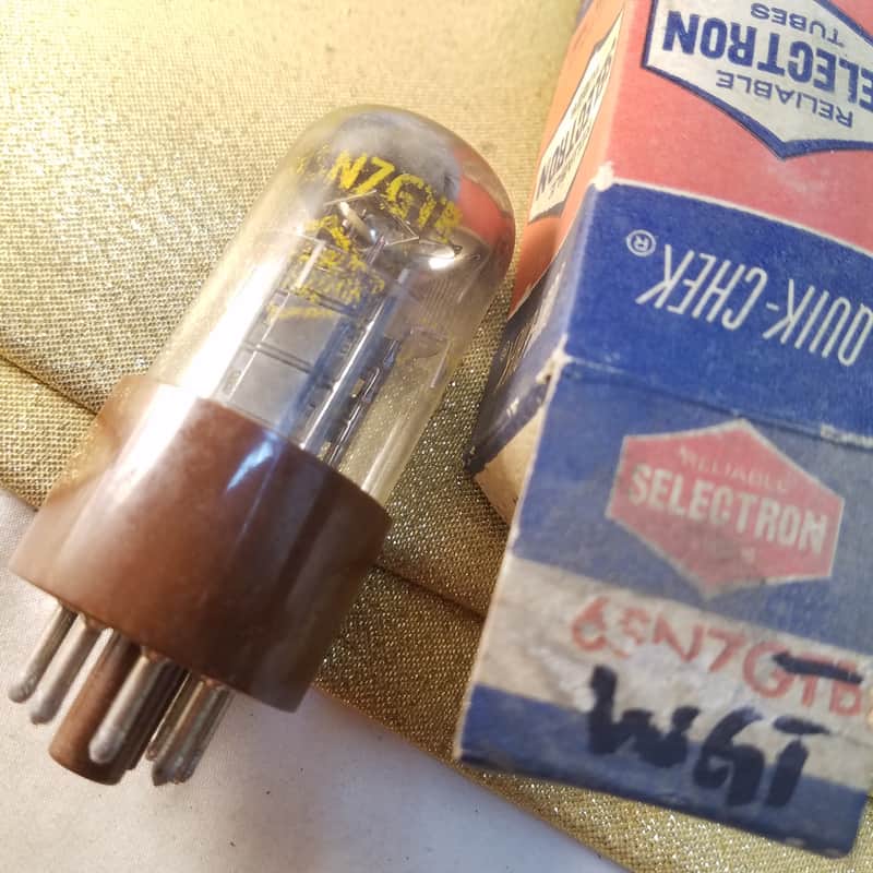 Raytheon JAN-JRP-6SN7WGT tNOS AT1000 TESTED Balanced! PI Vacuum Tube military brown base dual triode 1956-1959 image 1