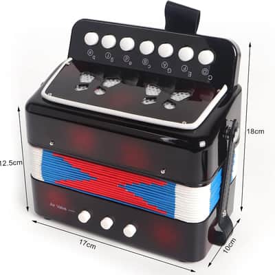 7 Key Kids Accordion, 3 Bass Mini Accordion Instrument, Lightweight and Durable Portable Design for Students, Children, Beginners to Practice (Black) image 2