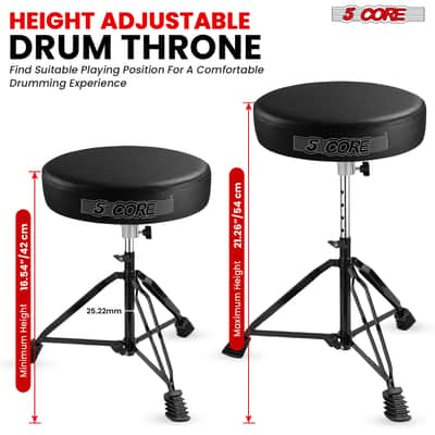 5 Core Drum Throne 3" Padded Drum Seat Height Adjustable Drumming Chair for Practice and Performance image 3