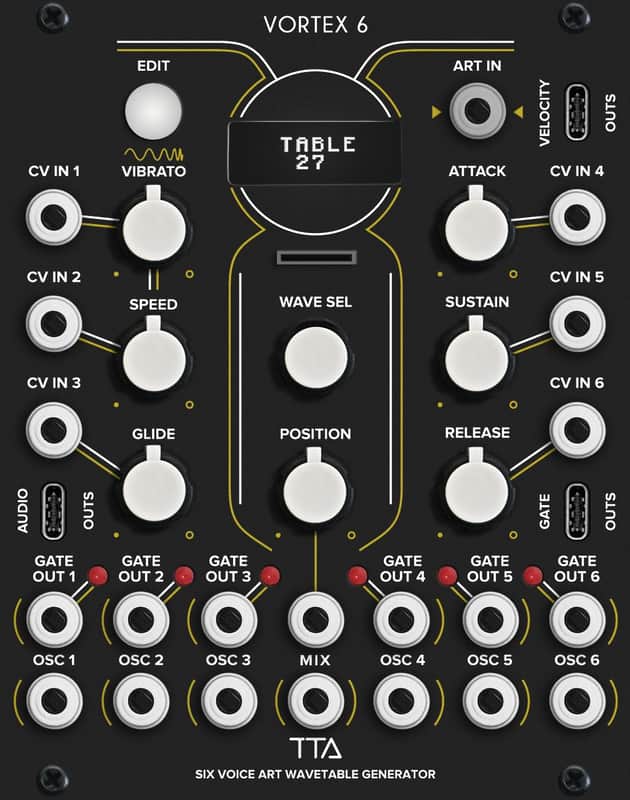 Tiptop Audio Vortex 6 ART 6-voice Wavetable Generator Eurorack Module image 1