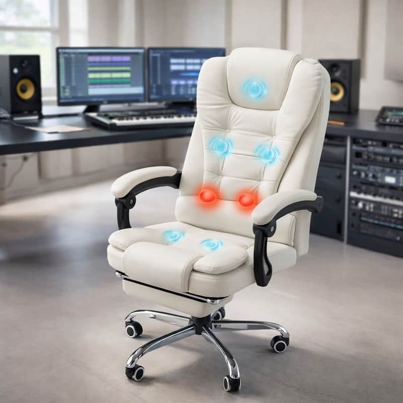 Ergonomic Studio Producer Chair with Heat & Massage – Reclining High Back Recording Desk Seat for Mixing & Long Sessions image 1